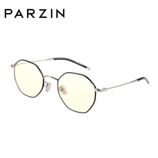 PARZIN Computer Glasses Blue Light Blocking Glasses Women Men Alloy Polygon For Computer Eyeglass Frame Black