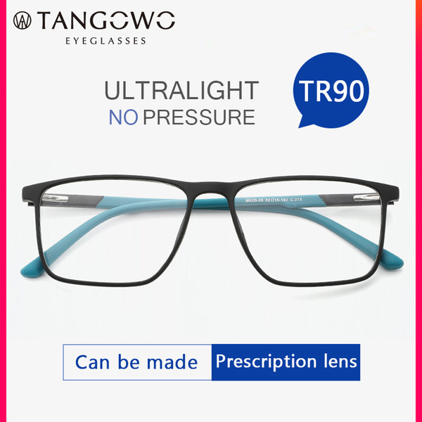 TANGOWO DESIGN Men Square Glasses Male Fashion Myopia Prescription Eyeglasses TR90 Frame Glasses Frame For Men