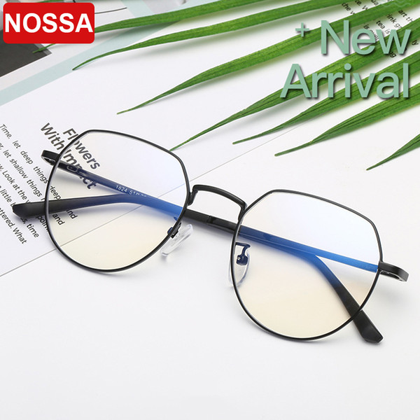 2019 new metal retro irregular glasses frame Polygonal flat mirror men and women can be equipped with myopia glasses frame.