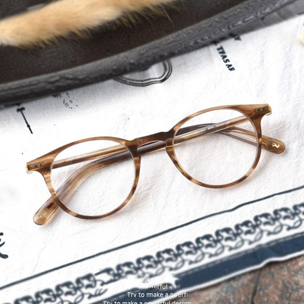 Handmade acetate fashion Round eyeglass transparent optical frame full rim male female suitable