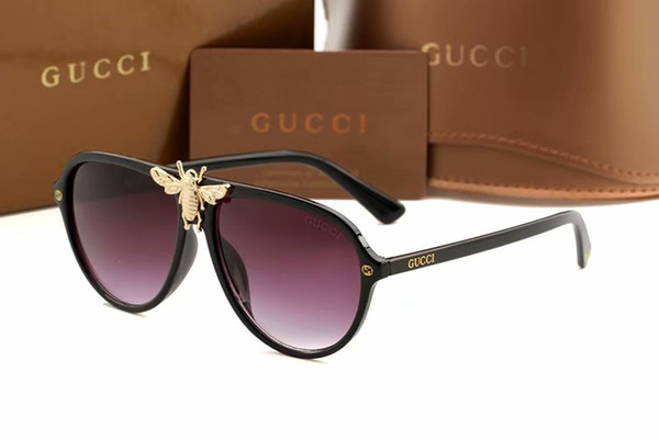 High Quality Classic Pilots Brand Sun Glasses Eyewear Gold Metal Glass Lenses Brown Case, With the box