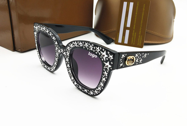 New Large Frame Glasses for Men and Women Stars To Drill Fashion European and American Metal Sunglasses