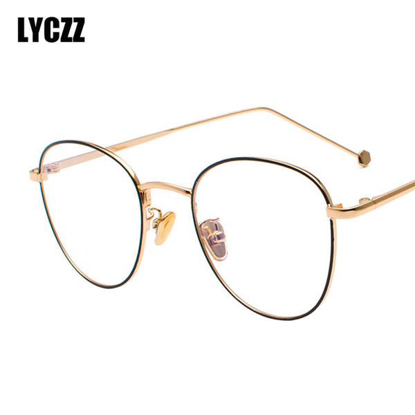 LYCZZ Brand Fashion Design Men Women Ultralight Myopia Spectacle Unisex Vintage Thin Frame Glasses Clear Prescription Eyewear