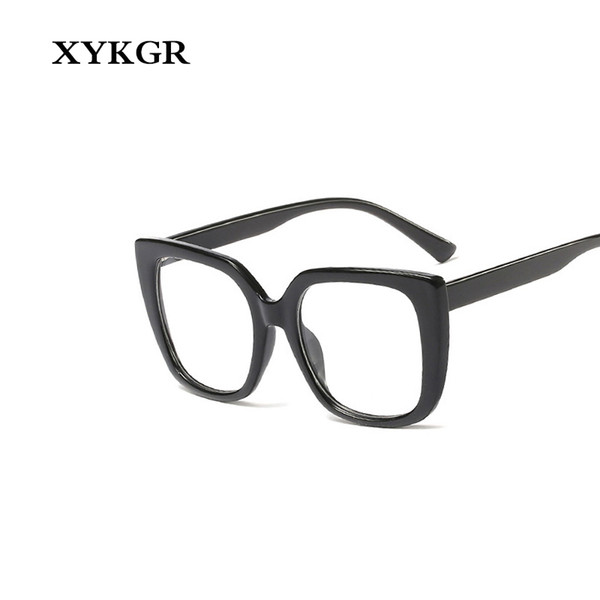 XYKGR big frame cat eye fashion glasses women's trend optical computer glasses frame men and women models black leopard