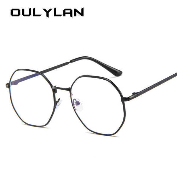 Oulylan Anti Blue Light Glasses Frame Women Classic Metal Design Polygon Eyeglasses Female Gold Silver Spectacle Frames Unisex