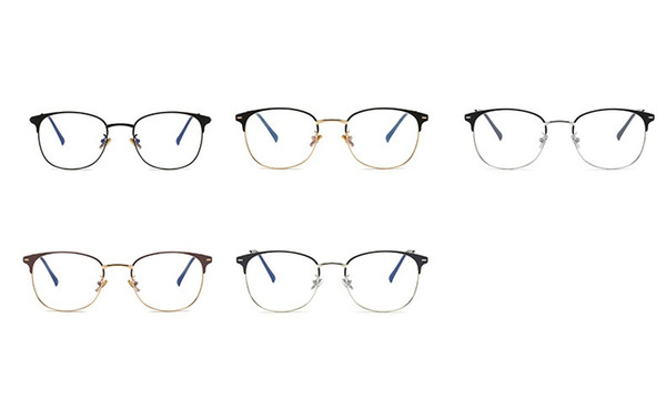 2018 new anti-blue light glasses 5551 retro young round eyeglass frame men's metal flat light mirror chattering eyeglass frame