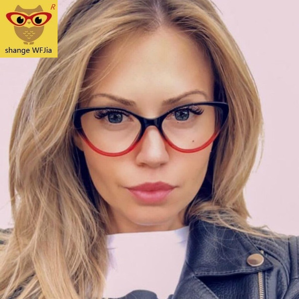 2019 Spectacle frame cat eye Glasses frame clear lens Women Red black Eyewear optical frames myopia nerd black purpl eyeglasses