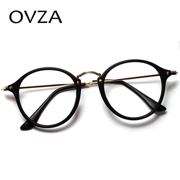 OVZA Retro Metal Round Eyeglasses Frames Women Vintage Men Optics Frame Transparent Lens Glasses Ultralight A166