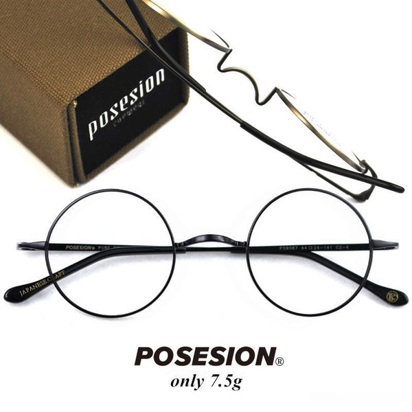 Posesion Vintage Pure Titanium no nose Round Glasses Frame For Men Ultralight Retro Prescription Optical Eyeglasses Frames Women