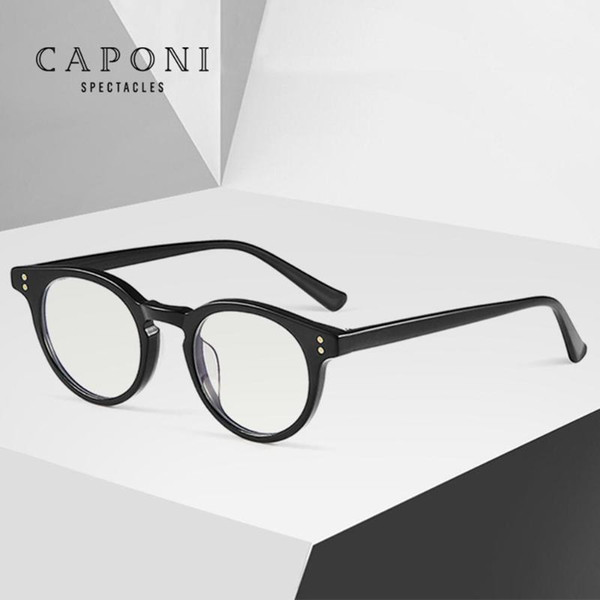 CAPONI Classic Round Glasses Frame Men 2020 New Trendy Eyewear Male Retro Oval Clear Optical Glasses Frame For Women J6512