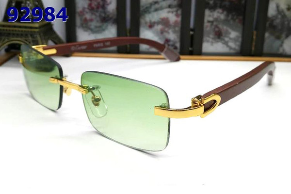 BIG 2019 Brand luxury sunglasses for men square clear lens buffalo horn glasses rimless frame oversized vintage gold silver metal sunglasses