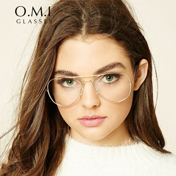 2017 Oversized Clear Glasses Women Ray 3025 Transparent Optical Lens Metal Frame Fake Eyeglasses Brand Designer Dropshipping OM293