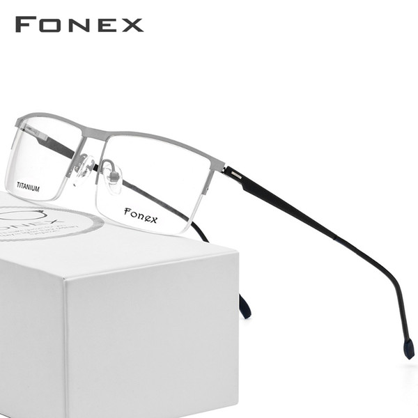 Titanium Optical Glasses Frame Men Ultralight Square Prescription Eyeglasses New Male Semi Rimless Half Myopia Screwless Eyewear