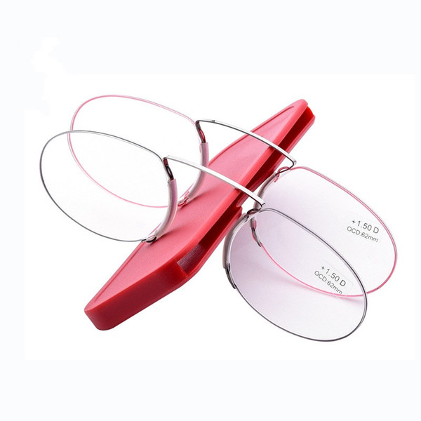 Classic Mini Reading Clip Nose Frameless Light Presbyopic Glasses With Box Degree +100 To +400 Diopter Gift For Mother Father