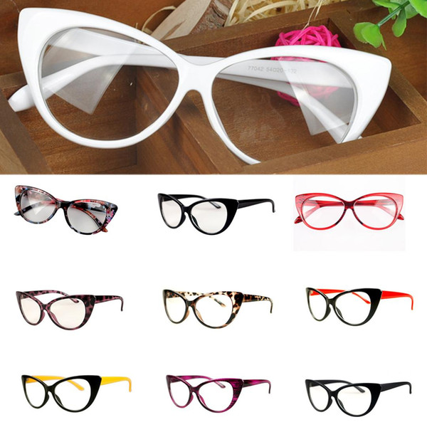 Women Cat Eye Glasses Frames Sexy Striped Retro Eyeglasses Ladies Vintage Spectacles Frame Clear Lens Glasses Brand Designer