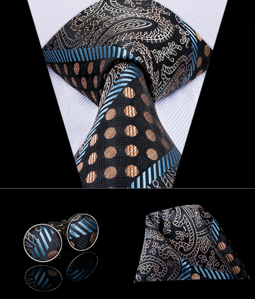 Hi-Tie Popular Black Floral Ties for Men Designers Fashion Silk Jacquare Woven Necktie Wedding Party Business Formal Tie N-3006