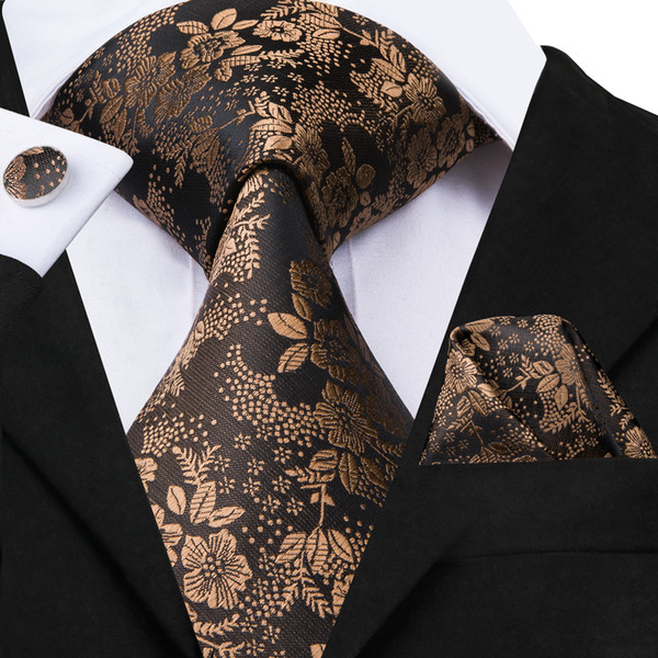 Hi-Tie Famous Brand Necktie Luxury Design Style Ties For Man Floral Pattern Jacquard Woven Necktie Set SN-3021