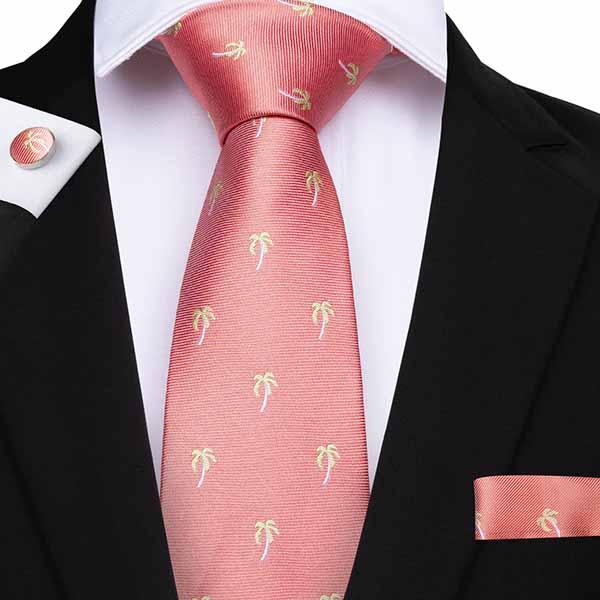 Hi-Tie Mens Ties 100% Handmade Silk 150cm Pink Floral Jacquard Woven Tie Pocket Square Cufflinks Business Weeding Necktie SN-7080