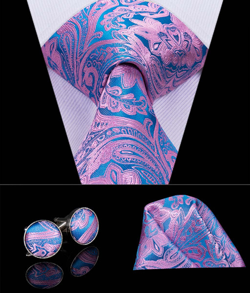 Hi-Tie New Novelty Paisley 100% Silk Necktie Brand Design Silk Tie Hanky cufflinks Set for Man Wedding Party Tie Set N-3064