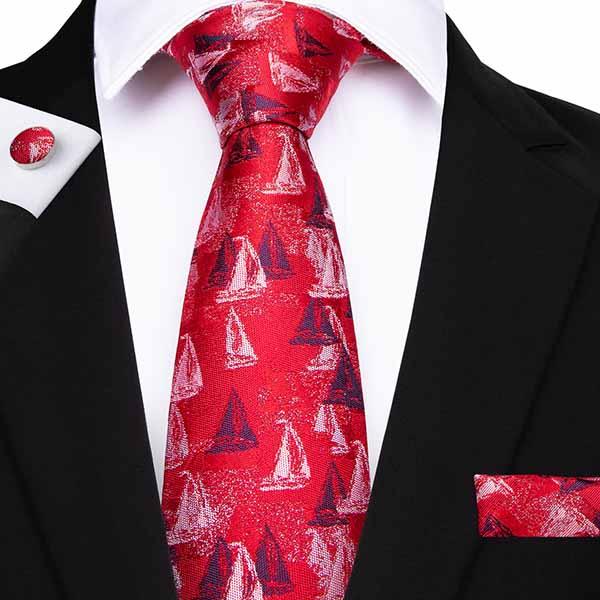 Christmas Mens Necktie Red Ties Floral 100% Silk Handkerchief Weeding Party Business Tie Pocket Square Cufflinks Free Shipping SN-7071