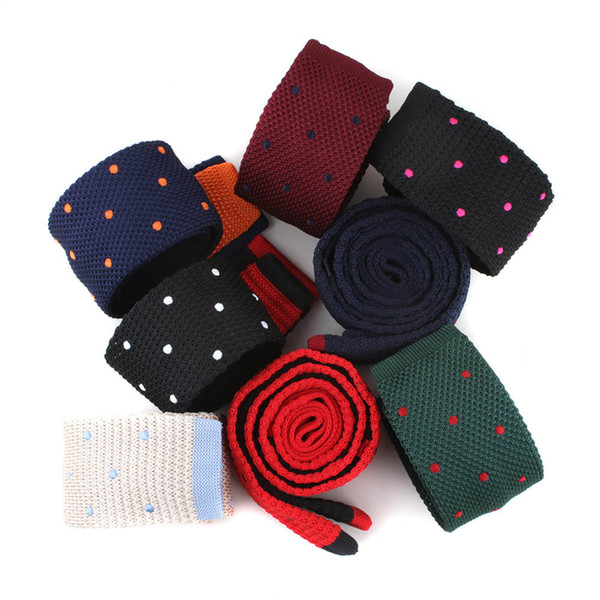 Polka Dot Knit Skinny Tie Men Skinny Polka Dot neck ties Knit Knitted Woven Slim party business wedding casual Necktie