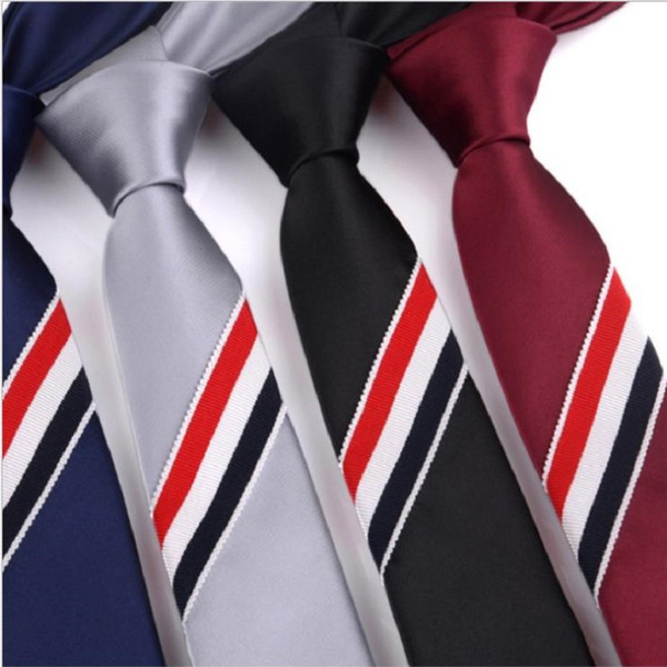 Fashion hand tie strips black neckties for men women polyester skinny 5cm ties business leisure red 2pcs/lot