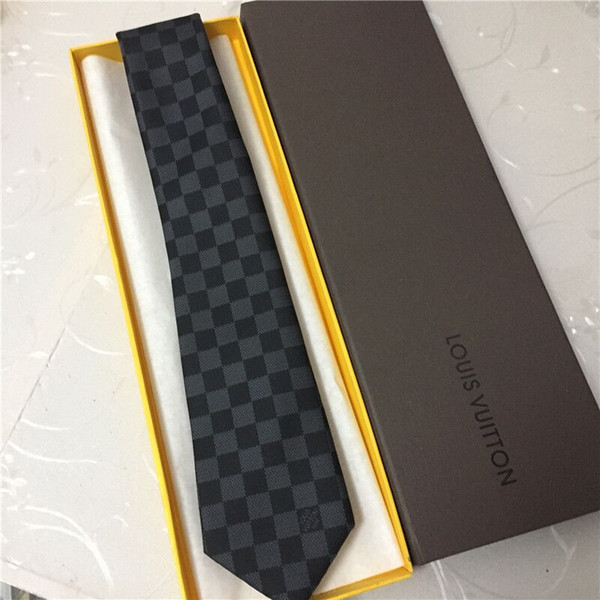 High quality silk designer tie men's casual 8 cm vintage plaid tie luxury designer tie brand gift box