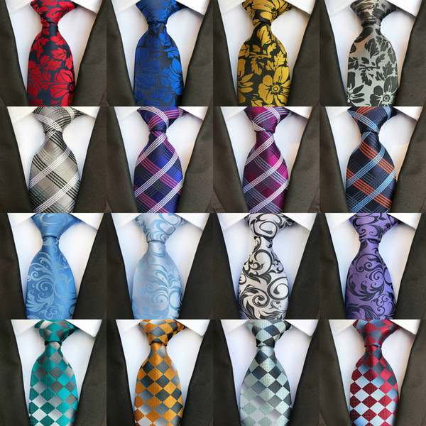 295 Styles 8cm Men Silk Ties Fashion Mens Neck Ties Handmade Wedding Tie Business Ties England Paisley Tie Stripes Plaids Dots Necktie