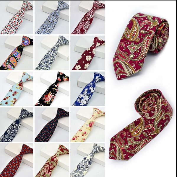 Mens Tie Wedding New Fashion Party Floral Cotton Skinny Necktie Neckwear Skinny Ties Casual Narrow Cotton Neckties KKA3313