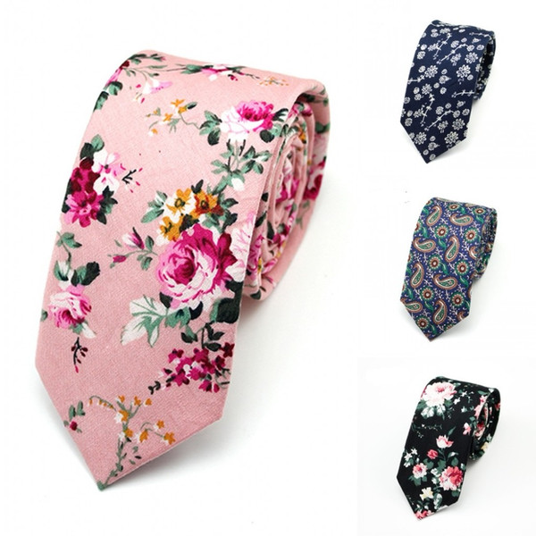 Men's Fashion Narrow Necktie Casual Paisley Artificial Cotton Flower Roes Bow Tie Army Skinny Ties Men Small Designer Cravat