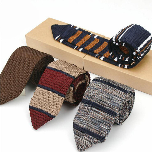 2019 New Fashion Mens Knitted Neck Ties Men Knit Tie Slim Designer Cravate Narrow Skinny Neckties For Men Neckwear