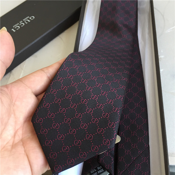 2019 tie fashion brand men's silk ties 7.0cm Neck Ties yarn-dyed monogram tie brand gift box tie