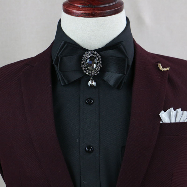 New black diamond British men bow tie High quality male wedding dress accessories bow tie