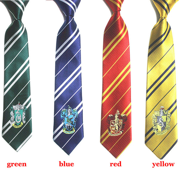 Ties Gryffindor Slytherin Ravenclaw Hufflepuff Badge stripe Ties Harry Potter Badge Adult Tie Free Shipping WX-T01