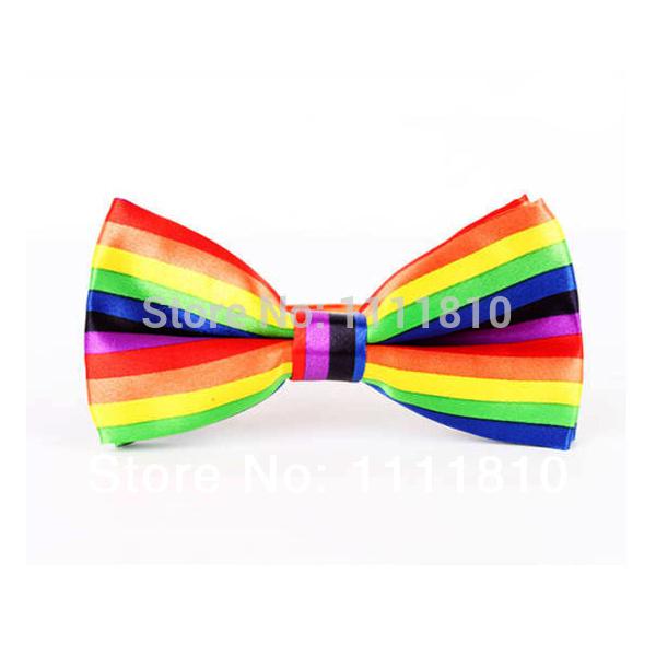 Wholesale-4pcs/lot rainbow colour striped bow tie colorful peace lesbian gay pride items