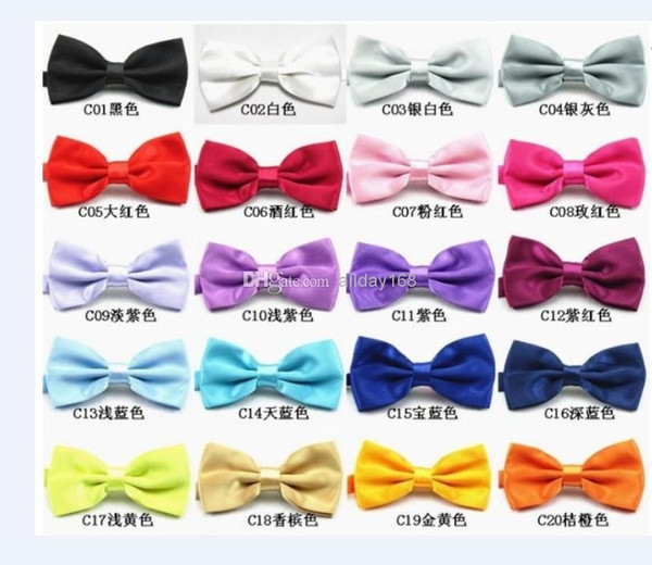 New Mens Pure Plain Bowtie Polyester Pre Tied Wedding Bow Tie silk tie black and white necktie silk tie