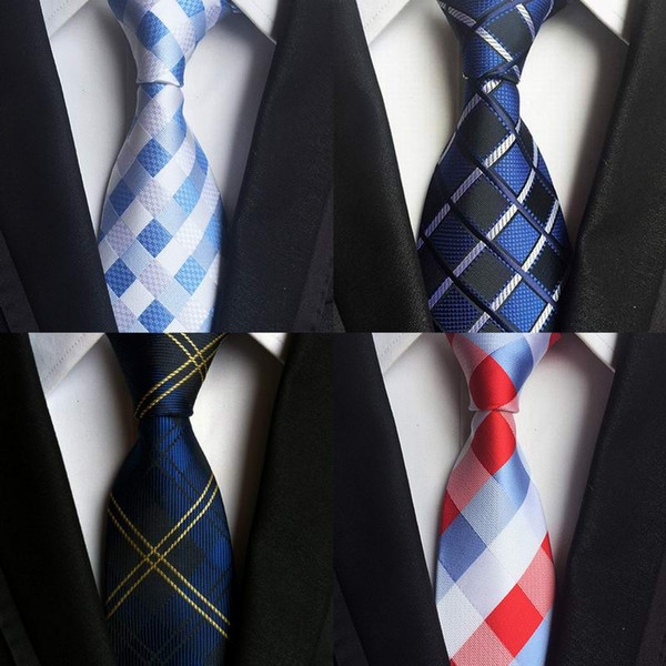 SKng Classic 100% Silk Mens Ties New Design Neck Ties 8cm Plaid&Striped for Men Formal Business Wedding Party Gravatas