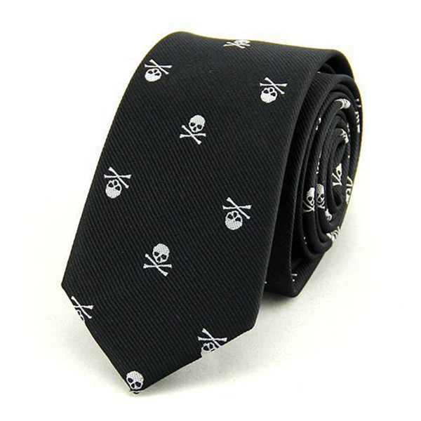 Mantieqingway Neck Ties for Men 6cm SKinny Polyester Silk Neckties Skull Print Business Neckwear Corbatas Wedding Suits Gravatas