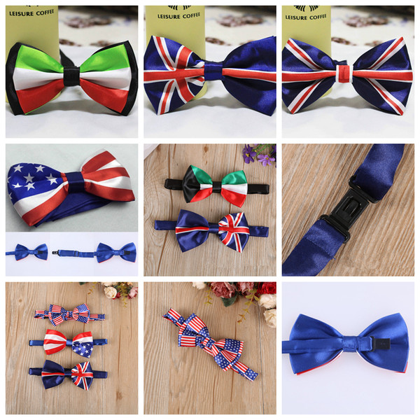 Men Bow Ties Butterfly American Flag British flag Gentleman Wedding Party 5 Colors Adjustable Wedding Prom boe tie FFA062 200pcs