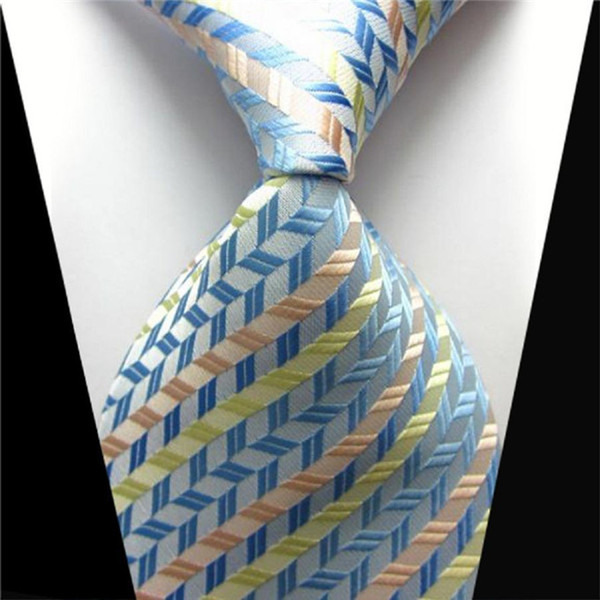 8 Styles New Classic Striped Men Blue Neckties Jacquard Woven 100% Silk Black and Green Formal Business Neckties for Gift Free Shipping