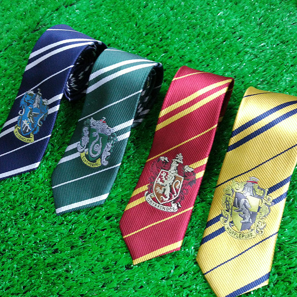 High quality Harry School Gryffindor Slytherin Ravenclaw Hufflepuff Ties Badge Neck Ties for Potter Fans Christmas Gift Drop shipping