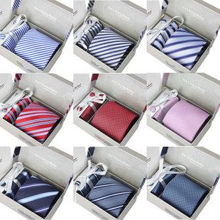 HOTSALE wedding men's neck tie set with tie clip & cufflinks & kerchief 1 set per lot 40colors for choice packed by gift box/bag