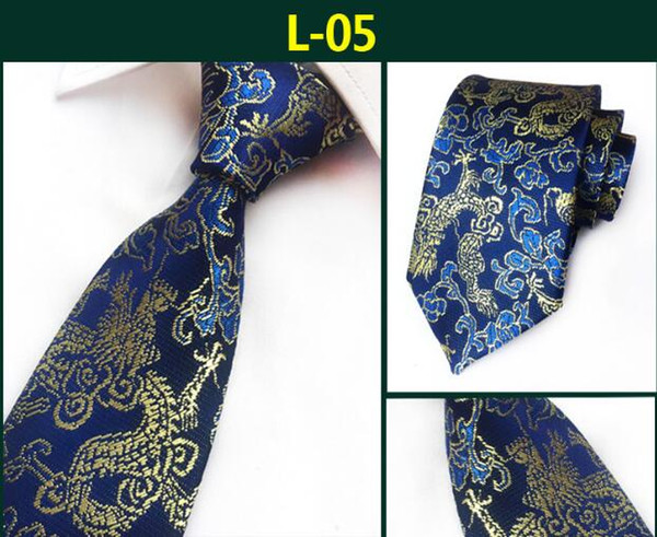 2018 New Arrival New Design Brocade Fabric Festive Chinese Dragon Pattern Wedding Tie Groom fashion Tie Red Black Wine Pink Brown Tie