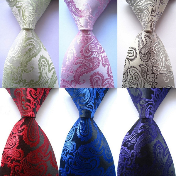 Men Solid Paisley Plaid Classic Ties Jacquard Woven Silk Neckties for 2019 Men Formal Business Wedding Party Gravatas