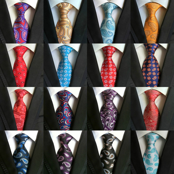 High Quality 8cm Men Ties Fashion Classic Neckties Handmade Wedding Ties Silk Paisley Neck Tie Stripes Plaid Dots Business Ties 185 Styles