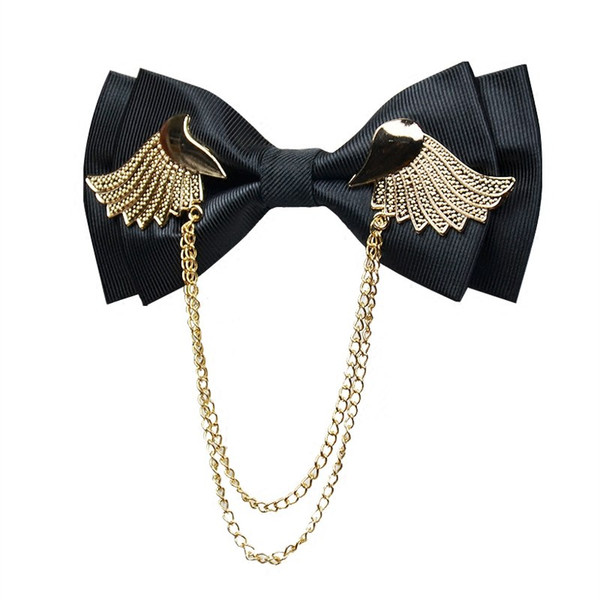 2019 Designers Brand Metal Golden Wings Bow Tie for Men Party Wedding Butterfly Ties Fashion Casual Double Layer Bowtie