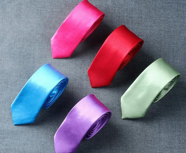 20000pcs new fashion candy color 5cm silk like slim tie/Skinny neck tie 50 color for choose