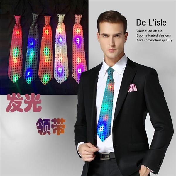 LED light Neck Ties New Fashion Men Tie Polyester flash of lightning Neck Ties Bar party dress up Holiday prop Luminous toy F363