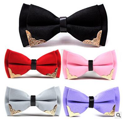 Wholesale Double Layer Business Dress Bow Ties For Men Formal Groom Groomsmen Party Bowknot Cravat Metal Bowtie