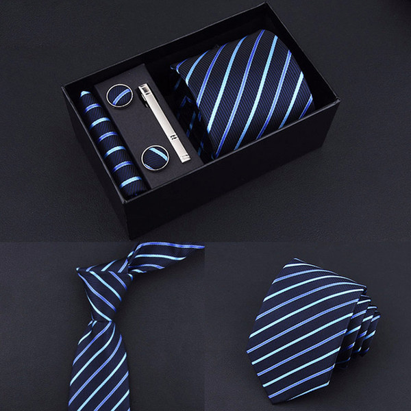 Men Fashion Noble Tie Clip Business Necktie Sets Luxurious Set Party Tie Set New Design Gift Box Daily Life Wedding